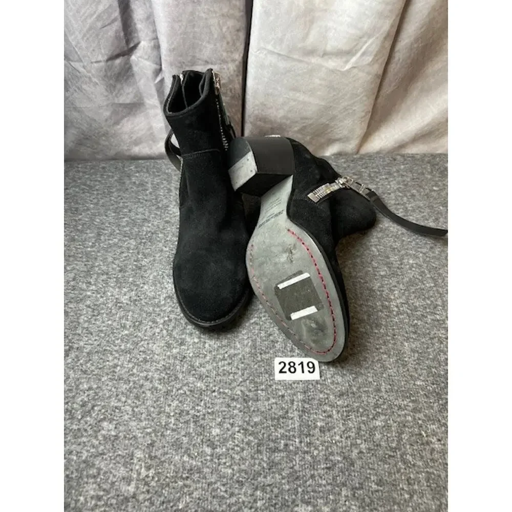 Zadig & Voltaire Molly Suede Leather Ankle Boots Black Booties $498, Sz 39
